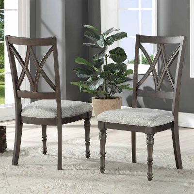18" Set Of 2 Linnett Side Chairs Gray/Brown - Steve Silver 3 18" Set Of 2 Linnett Side Chairs Gray/Brown - Steve Silver
