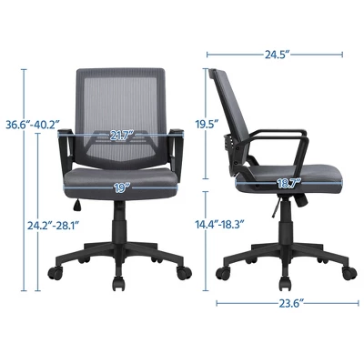 Yaheetech Adjustable Mid-Back Office Chair Computer Chair With Wheels 4 Yaheetech Adjustable Mid-Back Office Chair Computer Chair With Wheels - Image 2