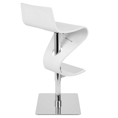 Viva Contemporary Adjustable Barstool Wood/White - LumiSource 4 Viva Contemporary Adjustable Barstool Wood/White - LumiSource - Image 2