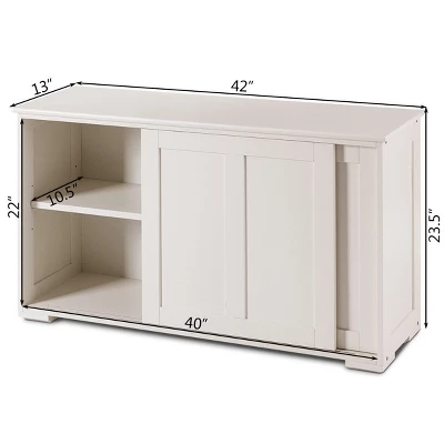 Costway Kitchen Storage Cabinet Sideboard Buffet Cupboard Wood Sliding Door Pantry White 5 Costway Kitchen Storage Cabinet Sideboard Buffet Cupboard Wood Sliding Door Pantry White - Image 3