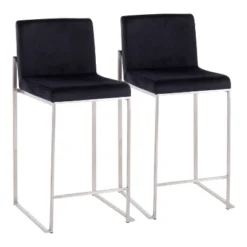 Set Of 2 Fuji High Back Stainless Steel/Velvet Counter Height Barstools - LumiSource 22 Set Of 2 Fuji High Back Stainless Steel/Velvet Counter Height Barstools - LumiSource -Furniture Hotsale Shop GUEST 65c777e4 d348 41d7 9ae4 0ae661ddea18