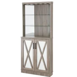 Home Source Grey Wash Corner Bar Cabinet With Mirrored Panels -Furniture Hotsale Shop GUEST 66673ec4 8810 4a3c b65c a66bb77fd0ba