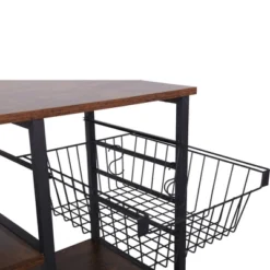 Wood And Metal Bakers Rack With 4 Shelves And Wire Basket Brown/Black - Benzara 13 Wood And Metal Bakers Rack With 4 Shelves And Wire Basket Brown/Black - Benzara -Furniture Hotsale Shop GUEST 66d70f2c d276 4338 893f 7b858fe5436d