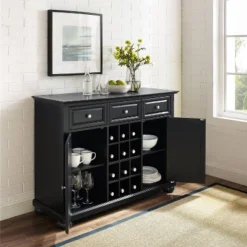 Alexandria Sideboard Cabinet With Wine Storage Black - Crosley -Furniture Hotsale Shop GUEST 67b02333 2d1e 489a 9a02 39219772204e