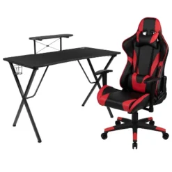 BlackArc Delta Gaming Setup: Reclining Chair With Lumbar Support & Headrest; Desk With Detachable Headphone Hook/Cupholder & Monitor Stand -Furniture Hotsale Shop GUEST 6815d124 939a 4e5f be71 3d1f9fa0c351