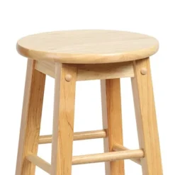 PJ Wood Classic Round Seat 29" Tall Kitchen Counter Stools For Homes, Dining Spaces, And Bars With Backless Seats & 4 Square Legs, Natural (Set Of 6) -Furniture Hotsale Shop GUEST 689eb85e 0c41 4775 a1f2 99b6c1f7517a