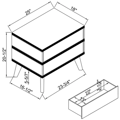 Mid-Century Modern 2 Drawer Nightstand Walnut - Linon 16 Mid-Century Modern 2 Drawer Nightstand Walnut - Linon - Image 14