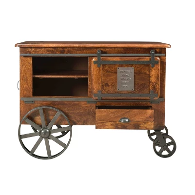 Palmer 2 Doors And Drawers Wine Cart Brown - Treasure Trove Accents 5 Palmer 2 Doors And Drawers Wine Cart Brown - Treasure Trove Accents - Image 3