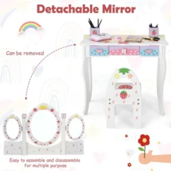 Costway Kids Vanity Princess Makeup Dressing Table Chair Set W/ Tri-fold Mirror White 18 Costway Kids Vanity Princess Makeup Dressing Table Chair Set W/ Tri-fold Mirror White -Furniture Hotsale Shop GUEST 6a04a345 796c 42b1 b2d3 8012874ed8f5