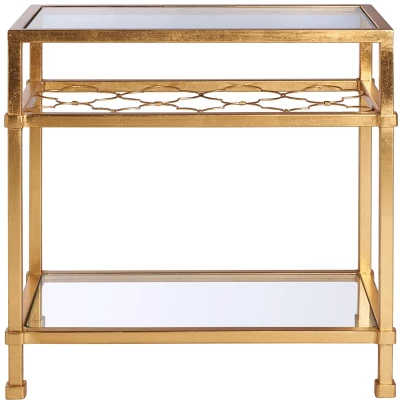 Hanzel Gold Leaf Glass Side Table - Gold - Safavieh 9 Hanzel Gold Leaf Glass Side Table - Gold - Safavieh - Image 7