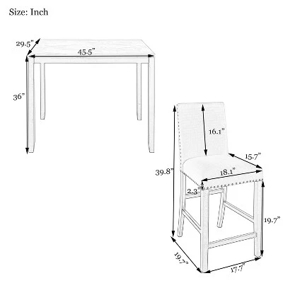 Modern 5-Piece Counter Height Faux Marble Dining Table Set Beige-ModernLuxe 6 Modern 5-Piece Counter Height Faux Marble Dining Table Set Beige-ModernLuxe - Image 4
