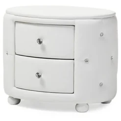 Davina Hollywood Glamour Style Oval 2 - Drawer Faux Leather Upholstered Nightstand - Baxton Studio -Furniture Hotsale Shop GUEST 6d1c9000 e50c 4fd5 a60d 9dc69267c0a3