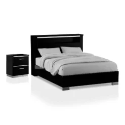 2pc Shorehaven Contemporary Nightstand And Bed Set Black/Chrome - MiBasics -Furniture Hotsale Shop GUEST 6e36cfcc ecb9 4957 8f03 71eb78e40296