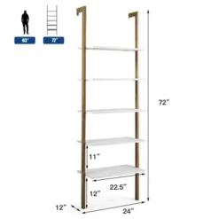 Tangkula 2PCS 5-Tier Ladder Shelf Wood Wall Mounted Display Bookshelf Metal Frame -Furniture Hotsale Shop GUEST 6f351b79 18ba 4505 beec 1d633f69c622