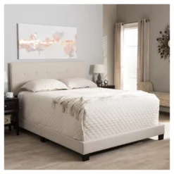King Brookfield Modern And Contemporary Fabric Upholstered Grid Tufting Bed Beige - Baxton Studio -Furniture Hotsale Shop GUEST 6f4f0bc3 d601 46a3 83b7 54f085390e58