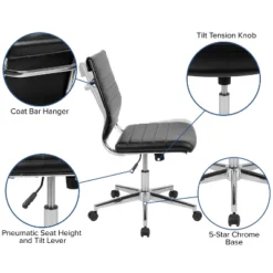 Emma And Oliver Mid-Back Armless LeatherSoft Ribbed Executive Swivel Office Chair 19 Emma And Oliver Mid-Back Armless LeatherSoft Ribbed Executive Swivel Office Chair -Furniture Hotsale Shop GUEST 6f781b46 bb80 4315 b53a a0cf1cf38065