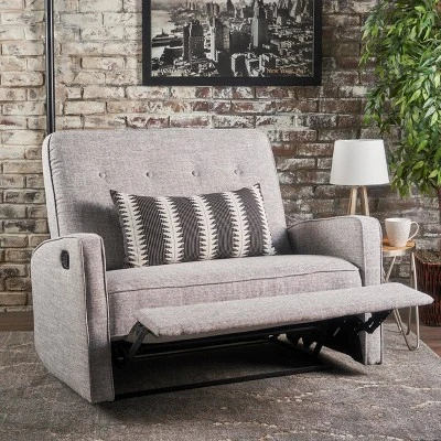 Calliope Buttoned Fabric Reclining Loveseat Light Gray Tweed - Christopher Knight Home 3 Calliope Buttoned Fabric Reclining Loveseat Light Gray Tweed - Christopher Knight Home
