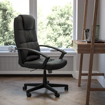 Emma And Oliver High Back Black LeatherSoft Task Chair With Arms - Desk Chair 3 Emma And Oliver High Back Black LeatherSoft Task Chair With Arms - Desk Chair