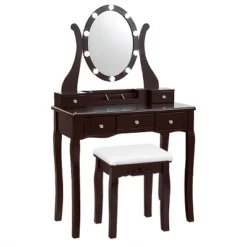 Tangkula Vanity Table Makeup Dresser Desk W/LED Light Drawers & Stool Black/Brown/White 19 Tangkula Vanity Table Makeup Dresser Desk W/LED Light Drawers & Stool Black/Brown/White -Furniture Hotsale Shop GUEST 72412970 26de 46e3 968d 231e8d6a719c