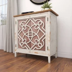 Natural Wood Cabinet With Trellis Doors Light Brown - Olivia & May -Furniture Hotsale Shop GUEST 731957a4 f80b 4a24 b4f3 b4fb79dc7b5e