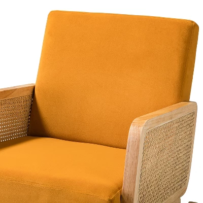 Set Of 2 Adena Rocking Accent Chair With Rattan Arms | Karat Home 8 Set Of 2 Adena Rocking Accent Chair With Rattan Arms | Karat Home - Image 6