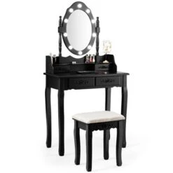 Costway Makeup Vanity Dressing Table Set W/10 Dimmable Bulbs Cushioned Stool -Furniture Hotsale Shop GUEST 73ca3003 0e68 4724 8a66 4fffd9e0ad56