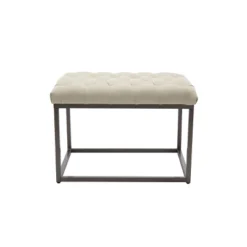 24" Button Tufted Metal Ottoman - WOVENBYRD -Furniture Hotsale Shop GUEST 73f08f1b 7193 4f68 98b3 021425e35ff1