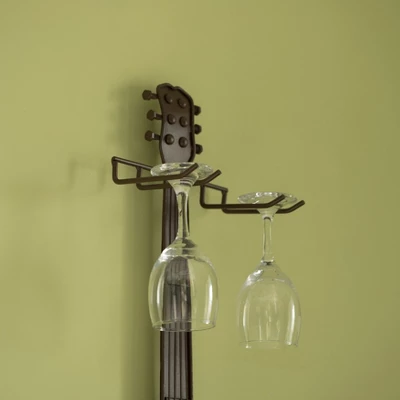 VintiquewiseBlack Metal Guitar Shaped Wine Rack Holder For Living Room, Dining, Or Entryway 4 VintiquewiseBlack Metal Guitar Shaped Wine Rack Holder For Living Room, Dining, Or Entryway - Image 2