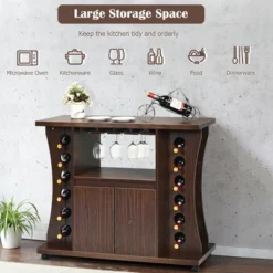 Costway Rolling Buffet Sideboard Wooden Bar Storage Cabinet W/ Wine Rack & Glass Holder 16 Costway Rolling Buffet Sideboard Wooden Bar Storage Cabinet W/ Wine Rack & Glass Holder -Furniture Hotsale Shop GUEST 7489547a 417f 47cd 82a5 d8f3069caeb4
