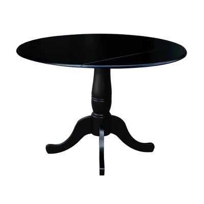 Davidson Round Dual Drop Leaf Pedestal Table Black - International Concepts 3 Davidson Round Dual Drop Leaf Pedestal Table Black - International Concepts