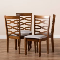 Set Of 4 Elijah Dining Chair Gray/Walnut - Baxton Studio -Furniture Hotsale Shop GUEST 7506841e 3aa5 4ccf b052 f70f550a3bc4
