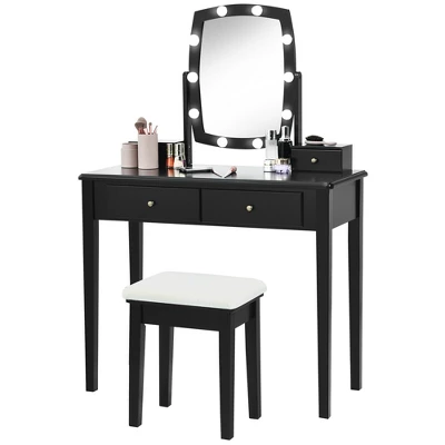 Costway Vanity Table Set With Lighted Mirror Adjustable 10 Bulbs Dresser 4 Drawer 10 Costway Vanity Table Set With Lighted Mirror Adjustable 10 Bulbs Dresser 4 Drawer - Image 8