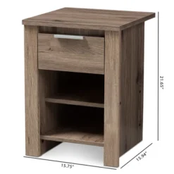 Laverne Modern And Contemporary Oak Finished 1 Drawer Nightstand Brown - Baxton Studio -Furniture Hotsale Shop GUEST 75929a2d 25d5 4208 90fd bb6ab0a158ad