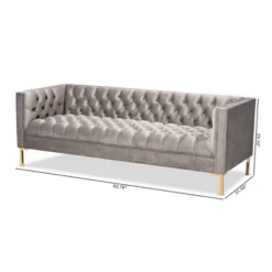 Zanetta Velvet Finished Sofa Gray - Baxton Studio -Furniture Hotsale Shop GUEST 762d25d5 4598 4863 ad5c ac3cd8cb4b0b