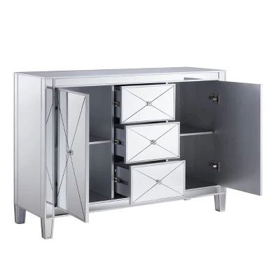 Monroe 3 Drawer Mirrored Cabinet Silver - Aiden Lane 9 Monroe 3 Drawer Mirrored Cabinet Silver - Aiden Lane - Image 7