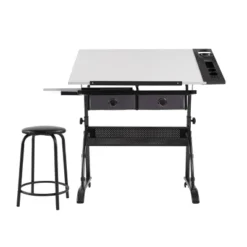 Core Drawing Table And Stool Set Charcoal Black/White - Studio Designs -Furniture Hotsale Shop GUEST 77086ace c907 4ada 88ea a4ab84512e32