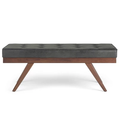 48" Keenan Mid Century Ottoman Bench Faux Air Leather - Wyndenhall 4 48" Keenan Mid Century Ottoman Bench Faux Air Leather - Wyndenhall - Image 2