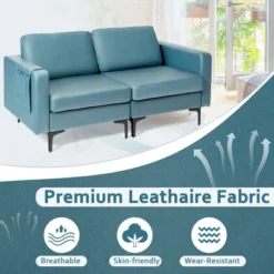 Costway Modern Loveseat Leathaire Fabric 2-Seat Sofa Couch W/ Side Storage Pocket -Furniture Hotsale Shop GUEST 7a7e18b5 c27d 4ea7 8110 d6ce2e1ed8cd