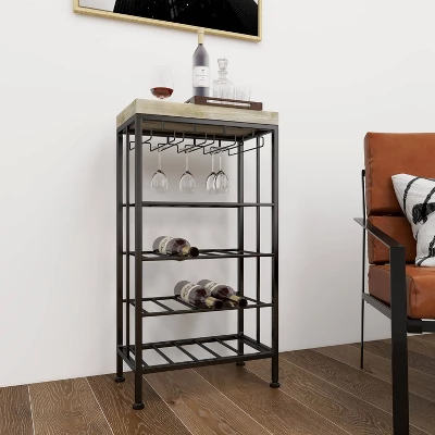 Industrial Metal Rectangle Wine Rack Black - Olivia & May 13 Industrial Metal Rectangle Wine Rack Black - Olivia & May - Image 11