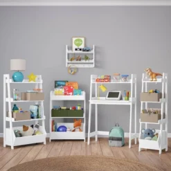 24" Kids' 4 Tier Ladder Shelf With Toy Organizer White - RiverRidge Home -Furniture Hotsale Shop GUEST 7b0df9e8 3890 4137 ac93 2a8ea3a9a1dd