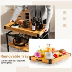 Costway 3-Tier Wine Bar Cart Rolling Rack Serving Trolley Detachable Top & Glass Holder -Furniture Hotsale Shop GUEST 7c8032d6 74d4 46ef ba80 9baafe3a3a2d