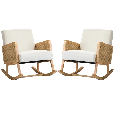 Set Of 2 Adena Rocking Accent Chair With Rattan Arms | Karat Home 17 Set Of 2 Adena Rocking Accent Chair With Rattan Arms | Karat Home - Image 15