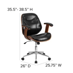 Flash Furniture Tansia Mid-Back Black LeatherSoft Executive Ergonomic Wood Swivel Office Chair With Arms -Furniture Hotsale Shop GUEST 7f70b893 973f 4b69 8944 1b470aa1681d