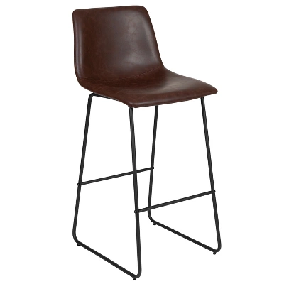 Emma And Oliver Set Of 2 Kitchen Bar Height Stool - 30 Inch LeatherSoft Barstool 4 Emma And Oliver Set Of 2 Kitchen Bar Height Stool - 30 Inch LeatherSoft Barstool - Image 2