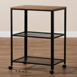 Verna Metal And Wood Kitchen Serving Cart Oak Brown/Black - Baxton Studio -Furniture Hotsale Shop GUEST 7fd54257 9a00 4696 9a50 4343d5962208