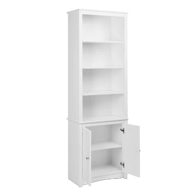 80" 2 Shaker With Tall Bookshelf Doors White - Prepac 4 80" 2 Shaker With Tall Bookshelf Doors White - Prepac - Image 2