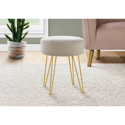 16" Round Upholstered Ottoman With Hairpin Metal Legs - EveryRoom 3 16" Round Upholstered Ottoman With Hairpin Metal Legs - EveryRoom