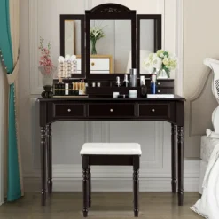 Costway 7 Drawers Vanity Set Dressing Table W/ Tri-Folding Mirror 24 Costway 7 Drawers Vanity Set Dressing Table W/ Tri-Folding Mirror -Furniture Hotsale Shop GUEST 832cd77a 6dc6 425f a884 d990b6552781