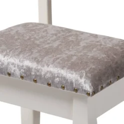 2pc Veronique White Finished Wood Vanity Table With Mirror And Ottoman White - Baxton Studio -Furniture Hotsale Shop GUEST 83878cd8 7647 4b44 bb7a 32cc1051658f