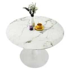 40'' Harris Round Artificial Marble Top Pedestal Modern Dining Table-The Pop Maison -Furniture Hotsale Shop GUEST 84622fd3 c574 46e6 9514 138abceee849